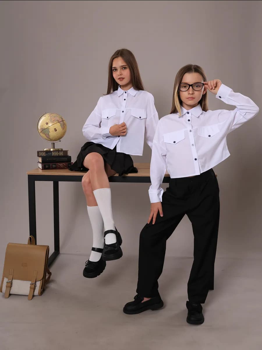 Рубашка школьная белая оверсайз