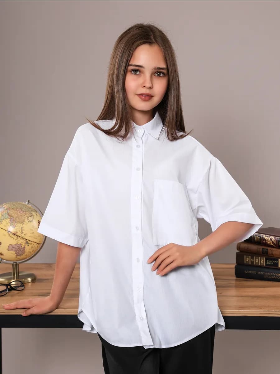 Рубашка школьная белая оверсайз