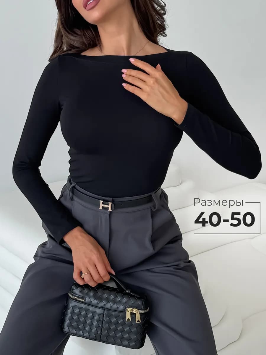 Лонгслив лодочка вечерний облегающий школьный