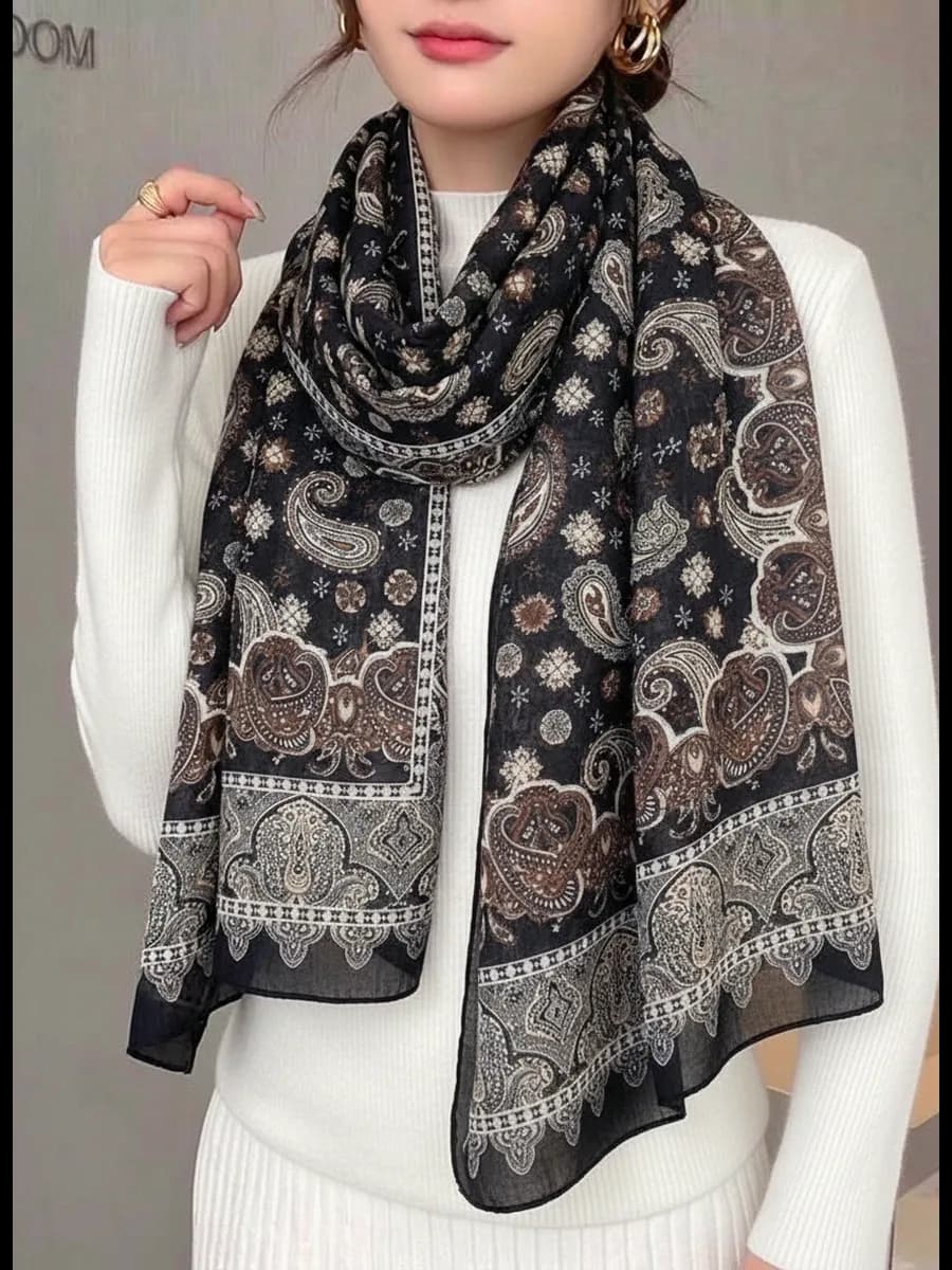 Палантин легкий шарф весенний