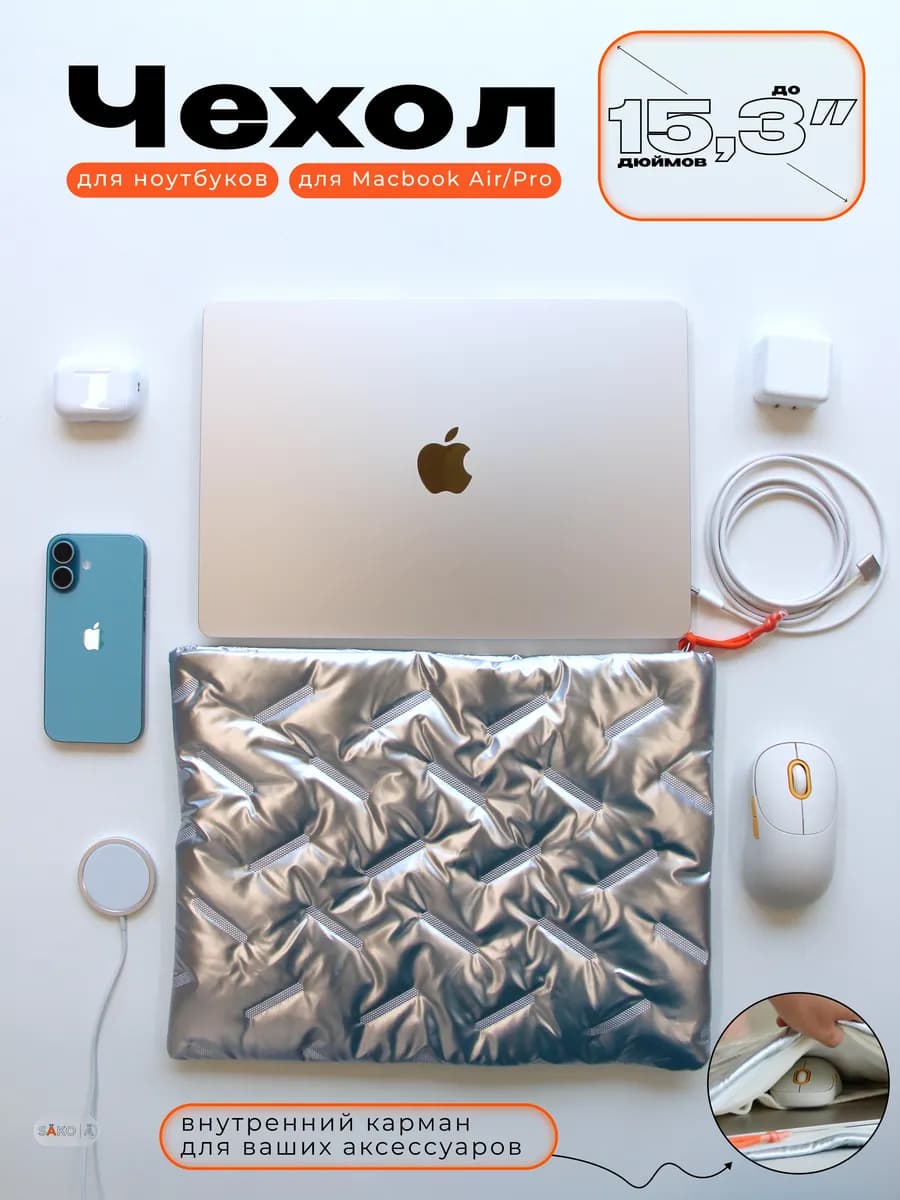 Чехол для ноутбука и макбука эир и про 13, 14, 15 дюймов