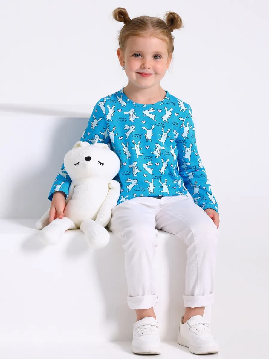 Лонгслив с принтом в садик хлопок 100%