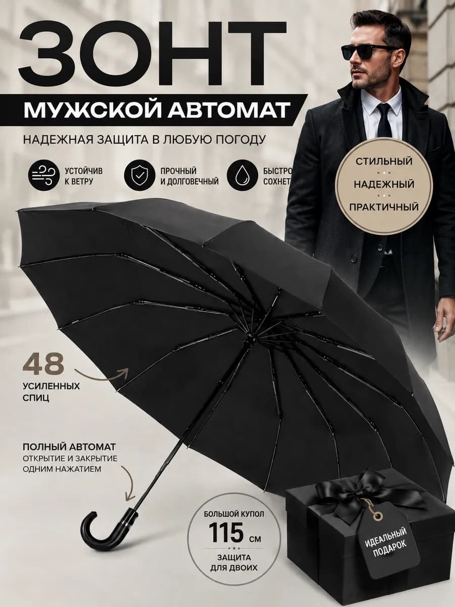 Зонт автомат антиветер усиленный 48 спиц
