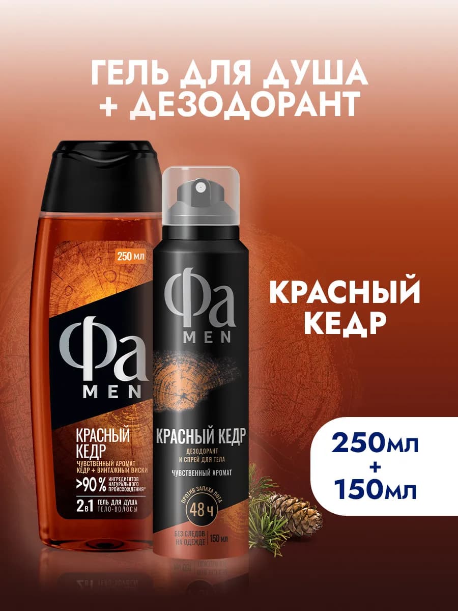 Мужской набор гель для душа 250мл + дезодорант 150мл