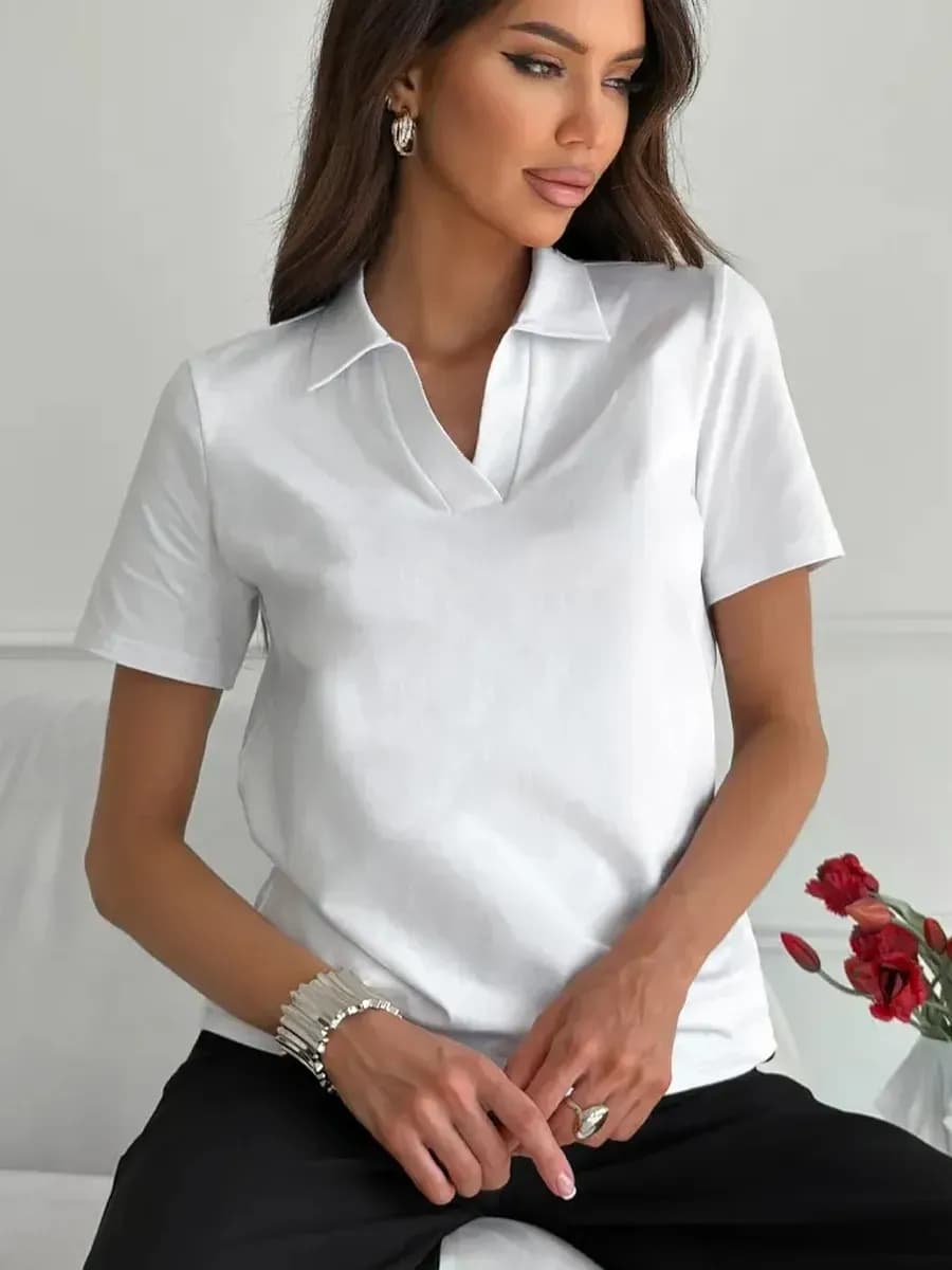 Футболка-поло базовая с воротником в школу, офис