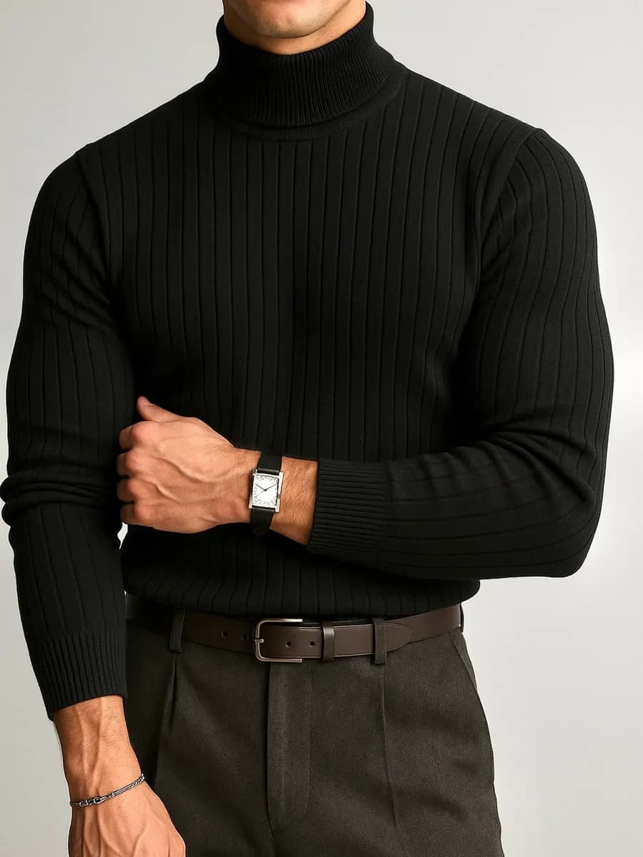 Джемпер вязаный тонкий с горлом - фото 1