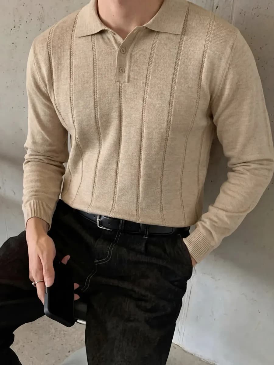 Джемпер поло с длинным рукавом