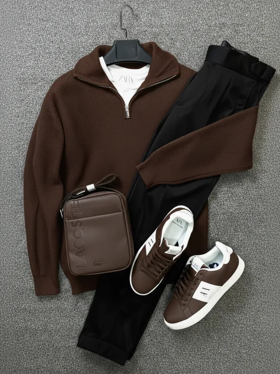 Джемпер вязаный на молнии полузамок