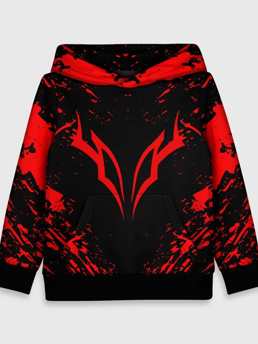 толстовка с принтом берсерк черно-красный