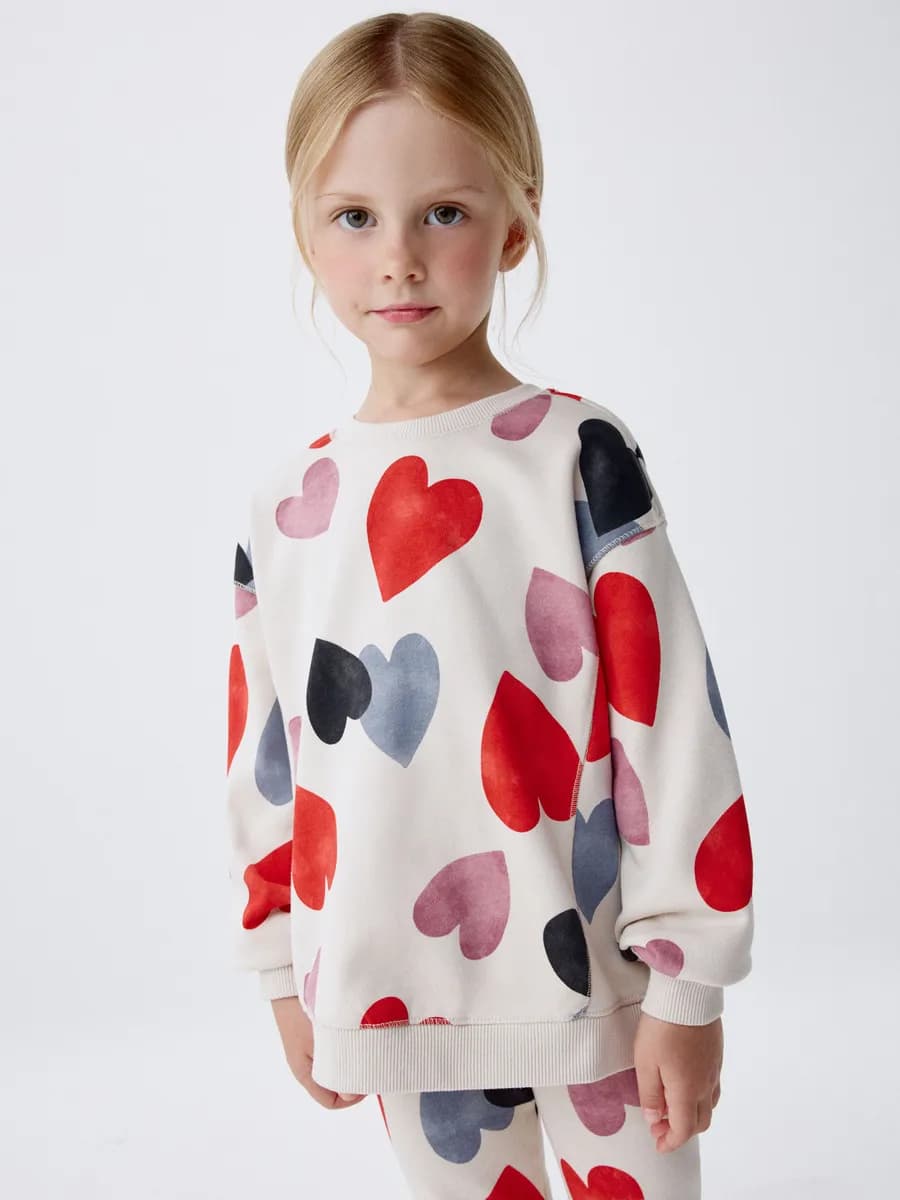 Свитшот оверсайз с принтом без начеса