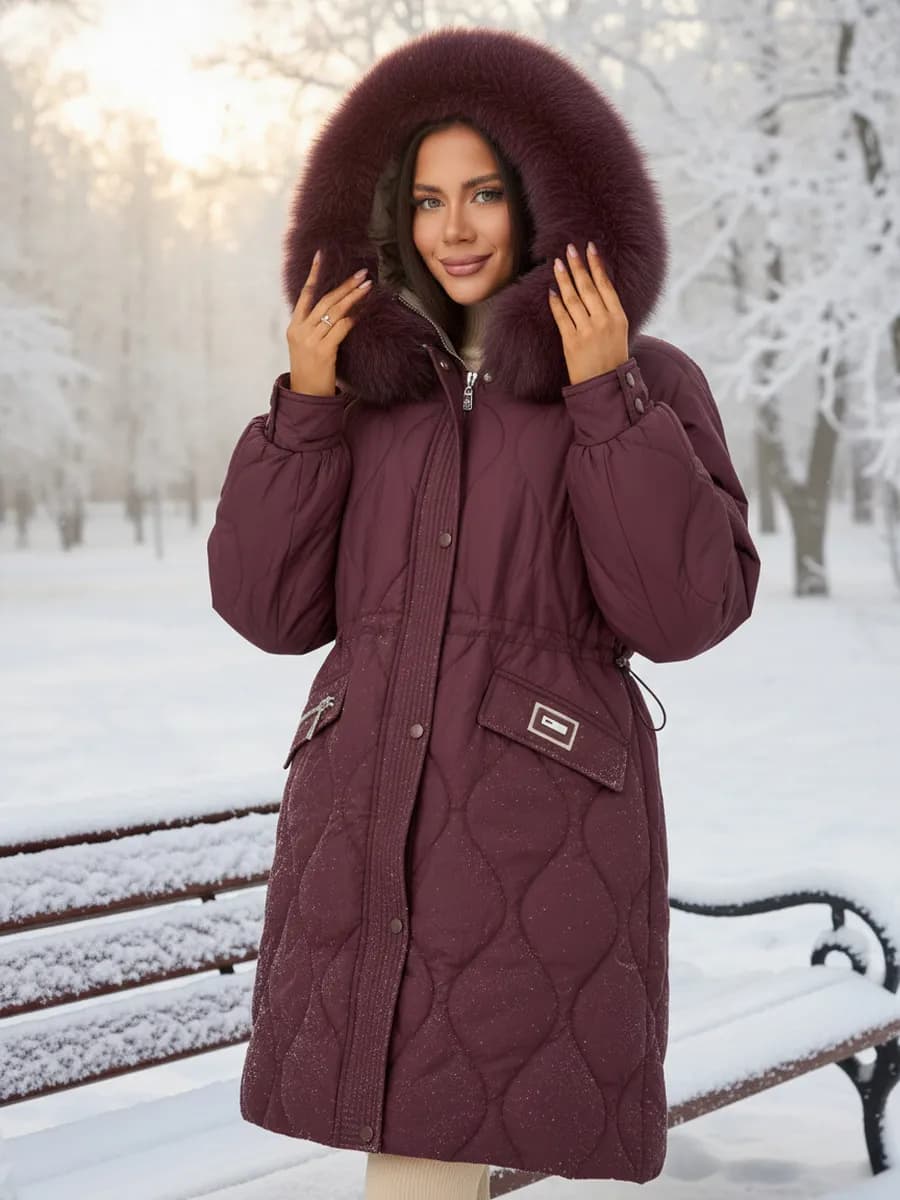 Пуховик женский с натуральным мехом