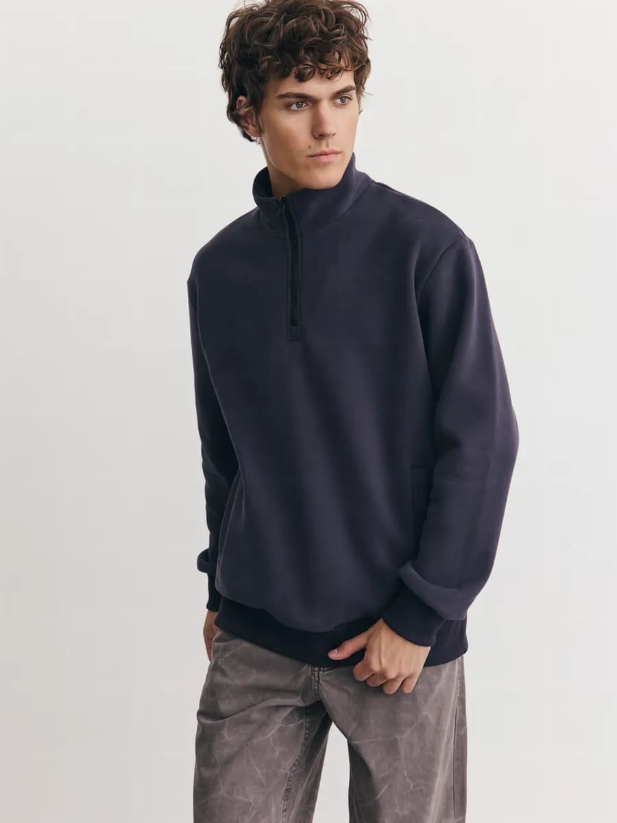 Толстовка свитшот полузамок с начесом - фото 1