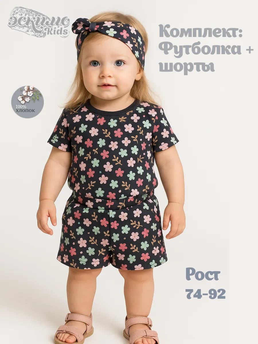 Костюм на лето для новорожденных, футболка и шорты