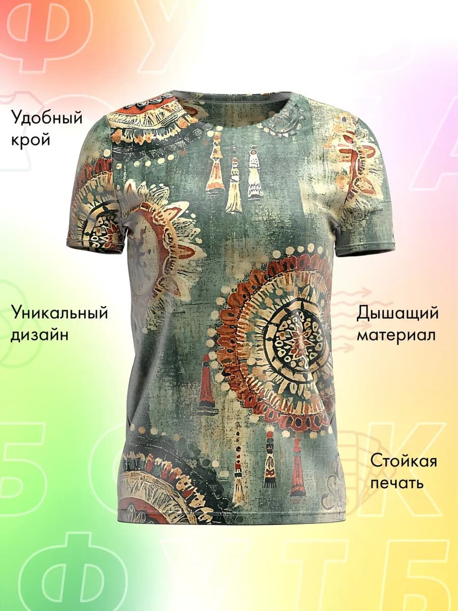 Футболка женская 3D Мандала