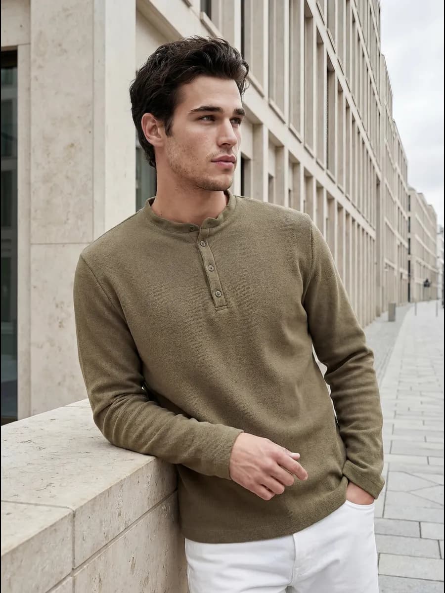 Джемпер теплый трикотажный на пуговицах