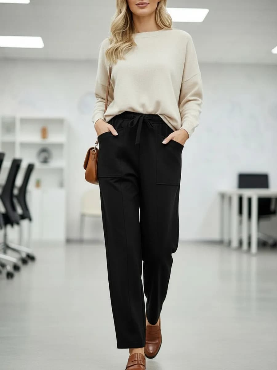 Брюки утепленные укороченные с карманами