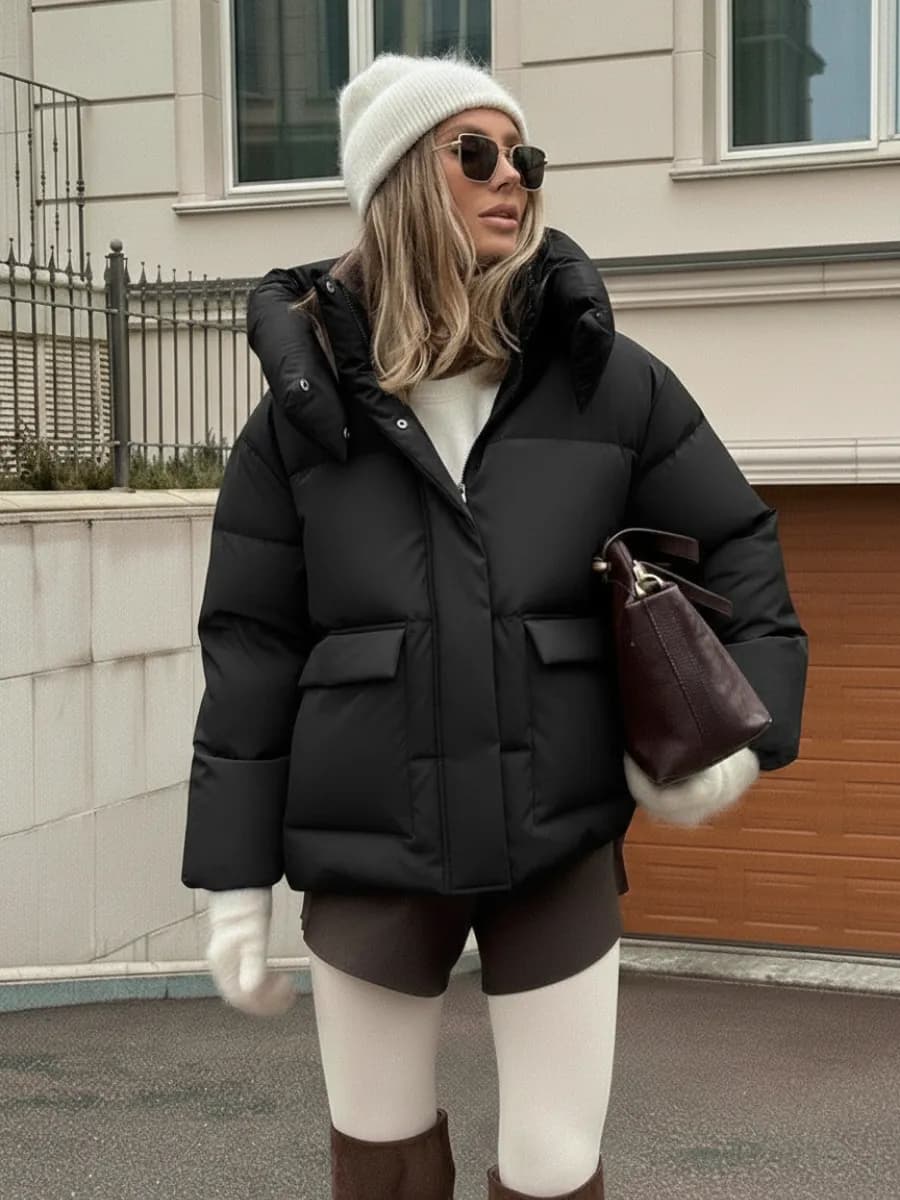 Куртка зимняя короткая с капюшоном