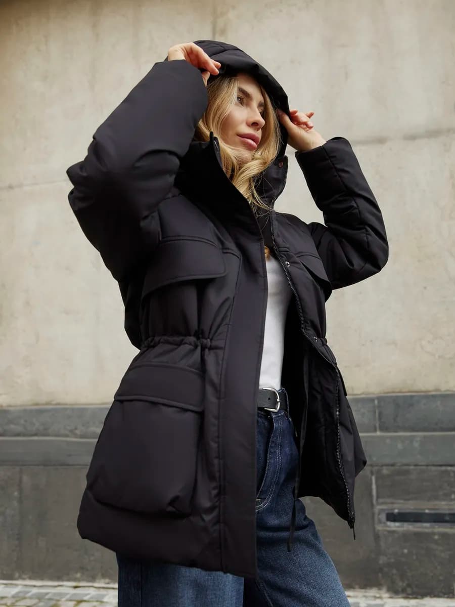 Удлиненная куртка парка с капюшоном