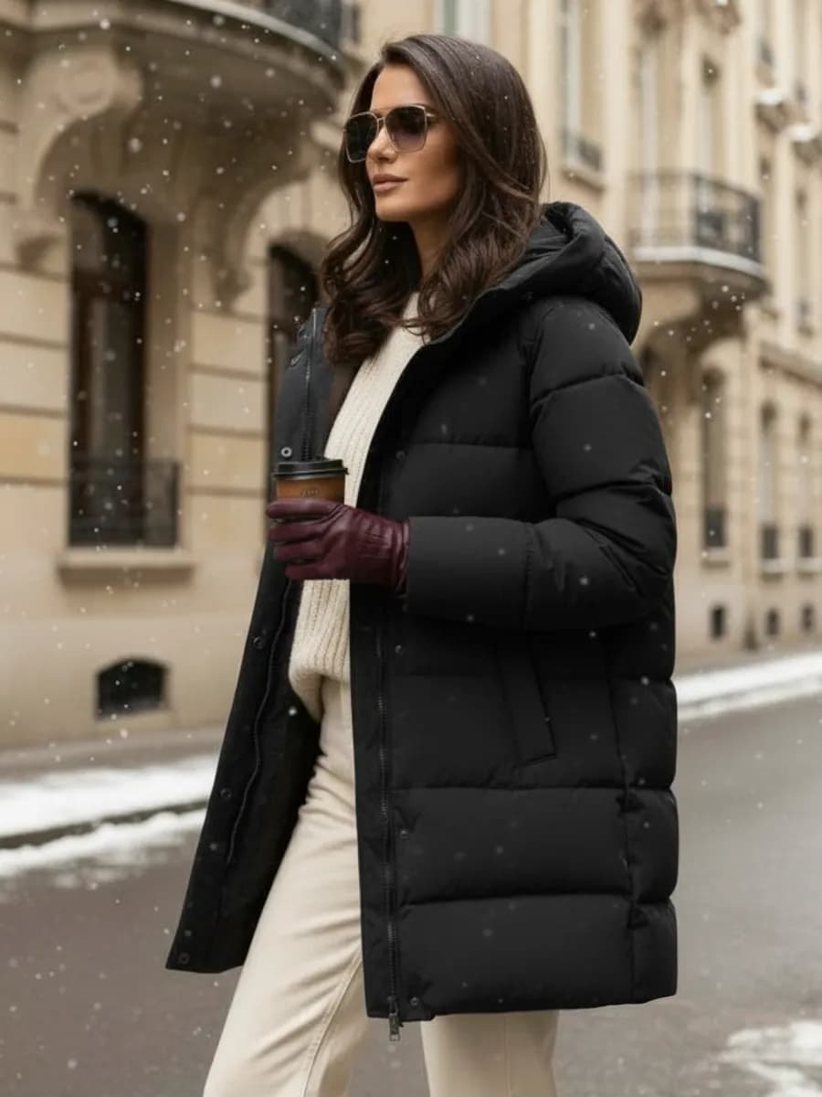 Куртка зимняя удлиненная с капюшоном - фото 1