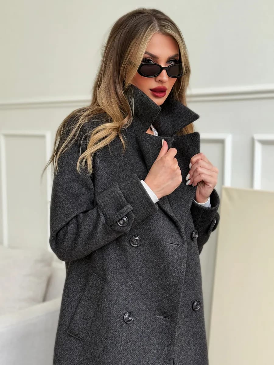 Пальто длинное демисезонное оверсайз шерстяное