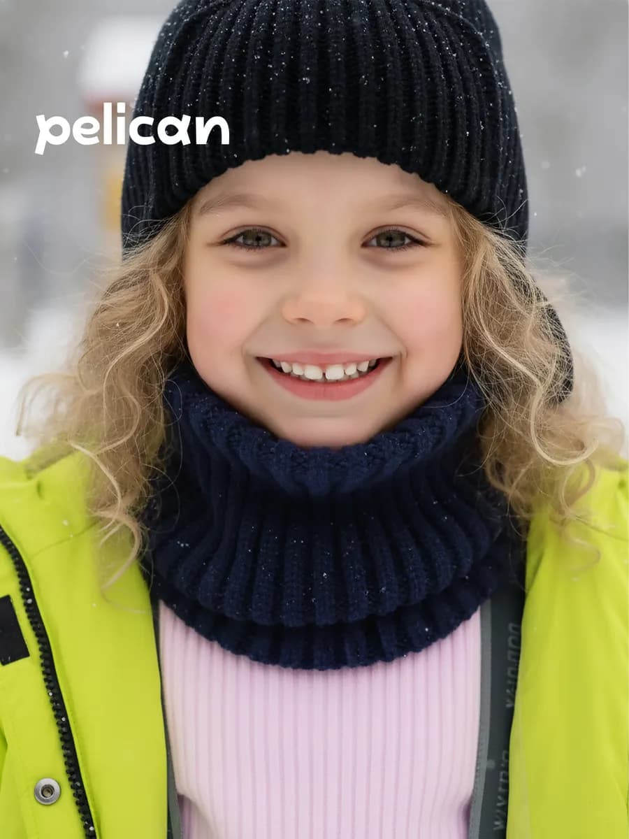 Снуд вязаный детский синий шарф-труба