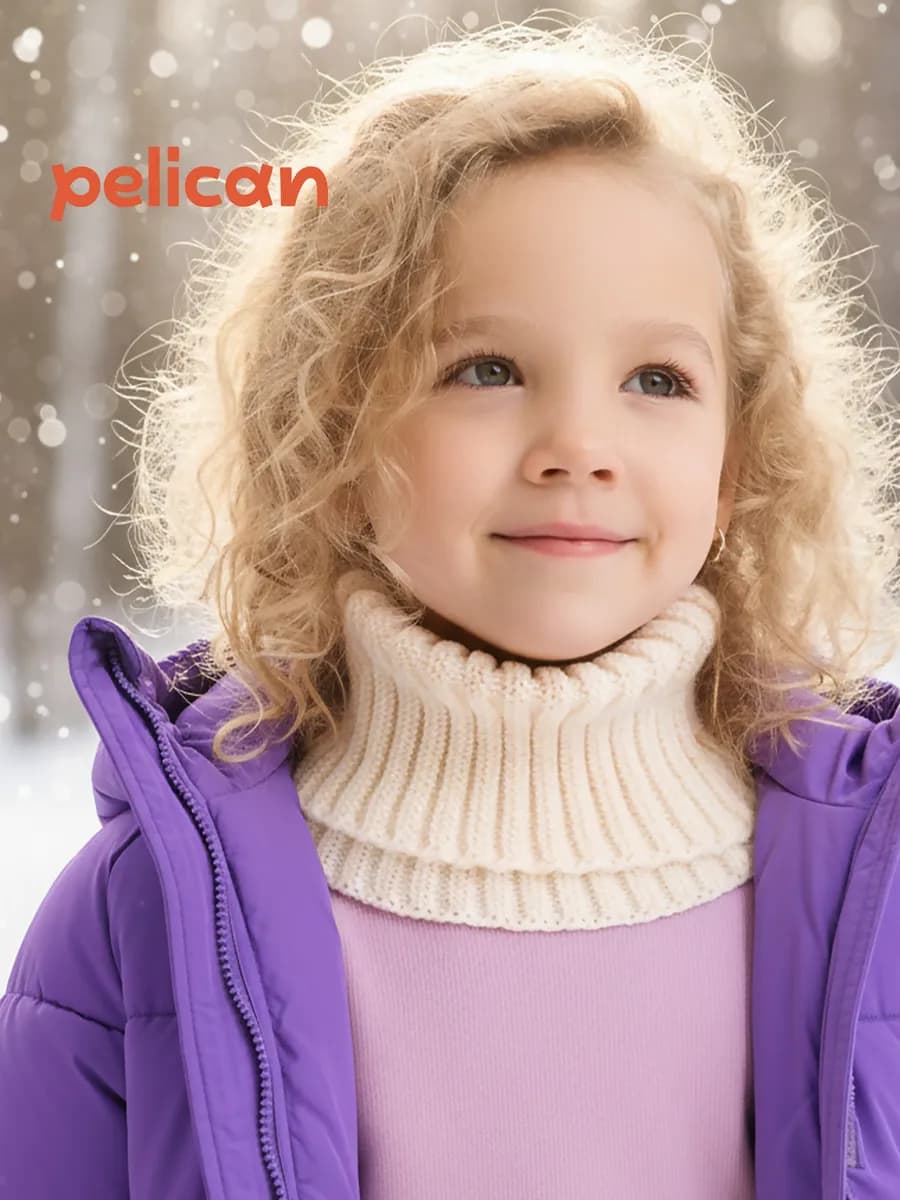 Снуд вязаный детский молочный шарф-труба