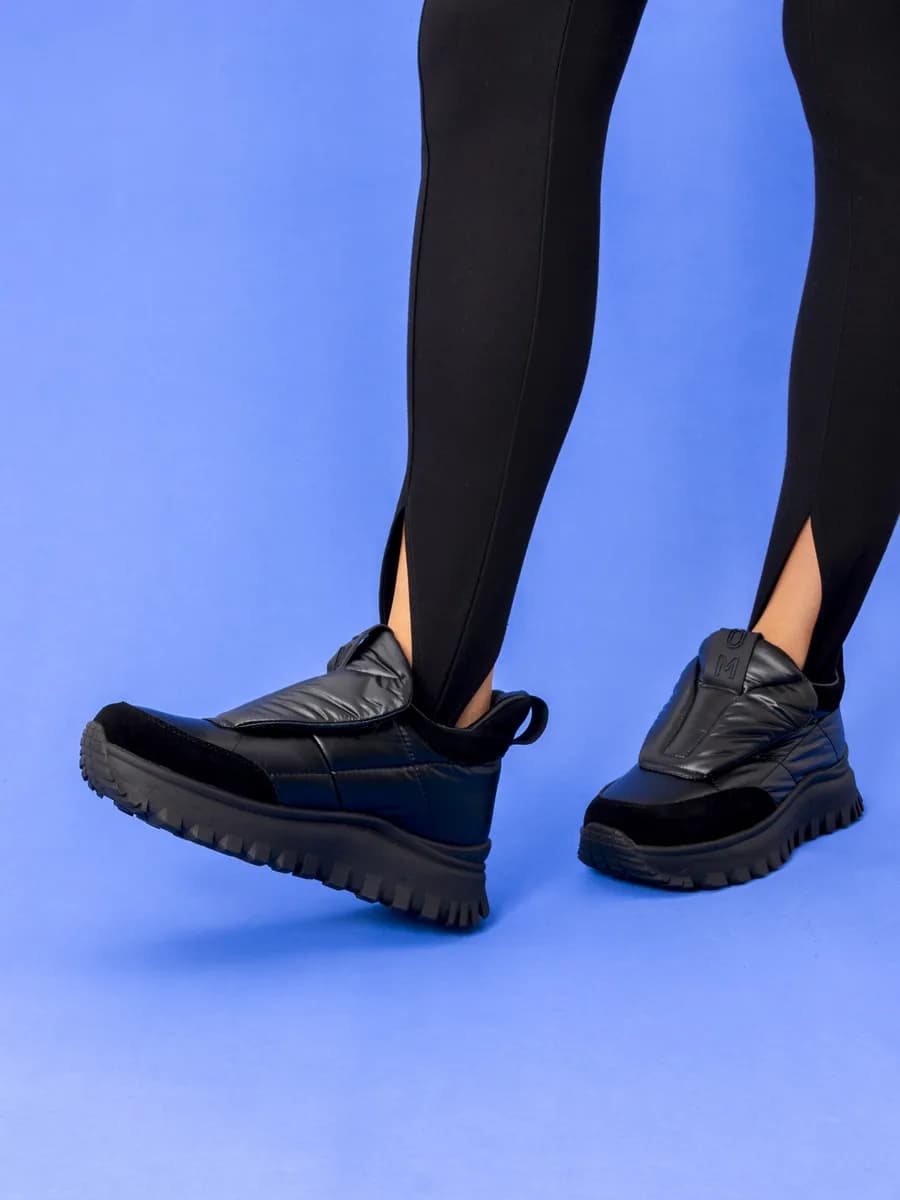 Дутики текстильные теплые на толстой подошве