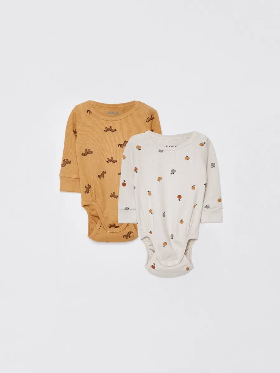 Боди трикотажное с рукавом хлопок набор 2 шт