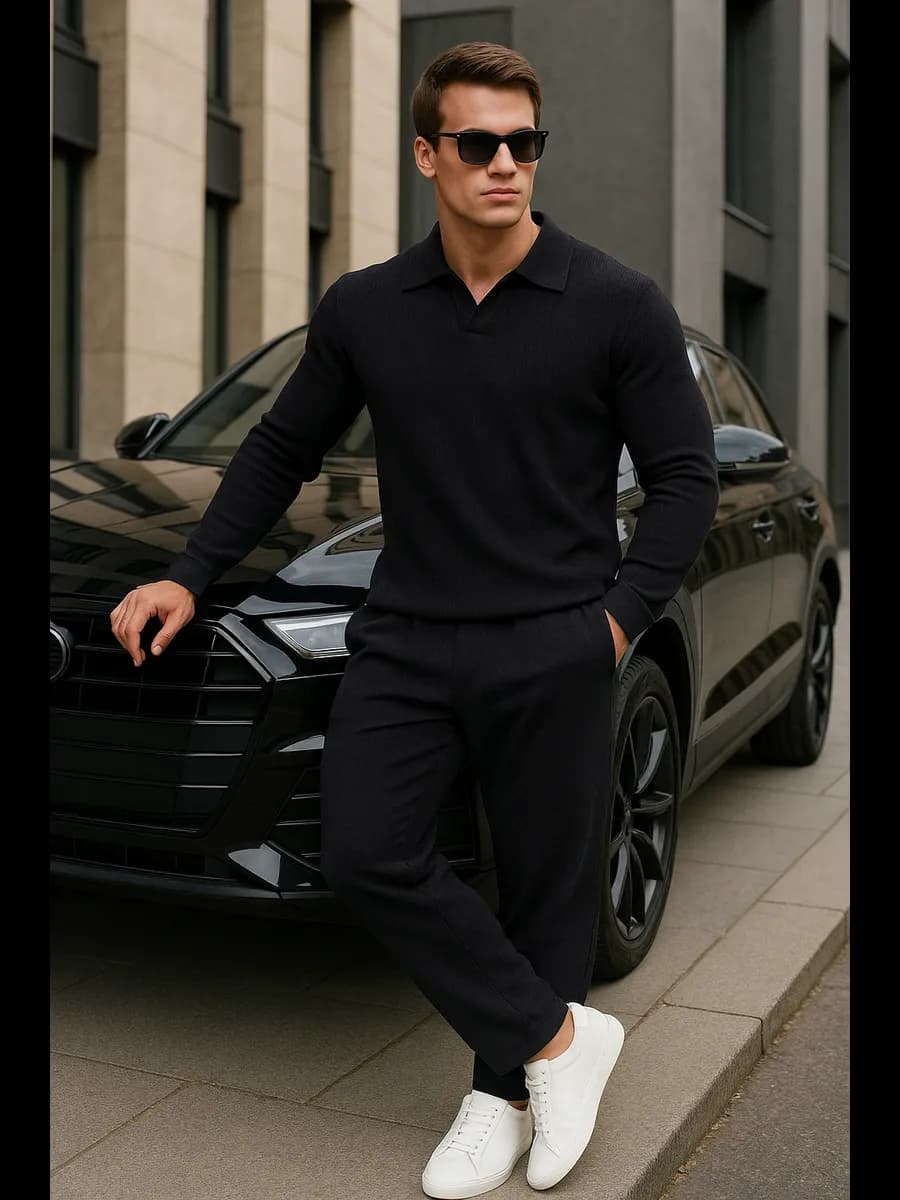 Костюм с брюками вельвет черный