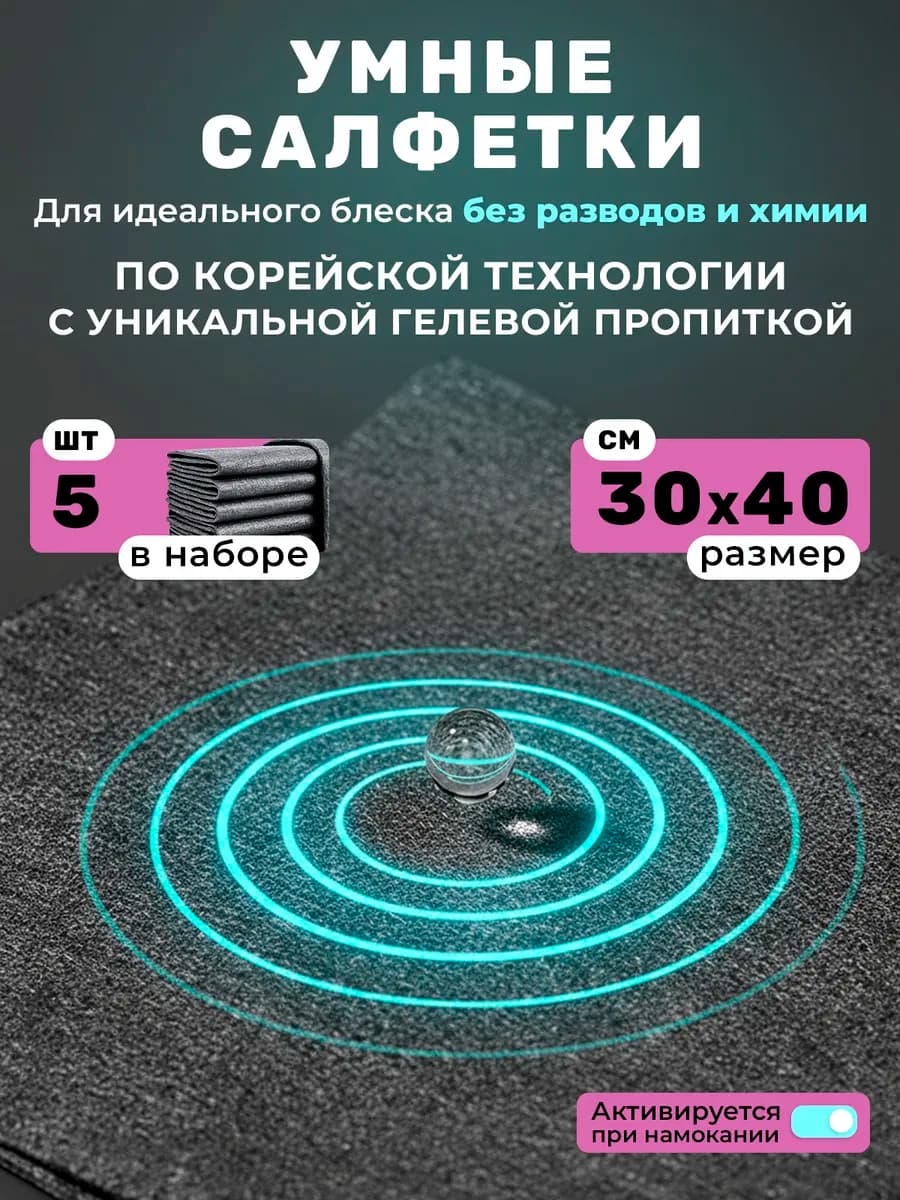 Умные салфетки для уборки без разводов многоразовые тряпки