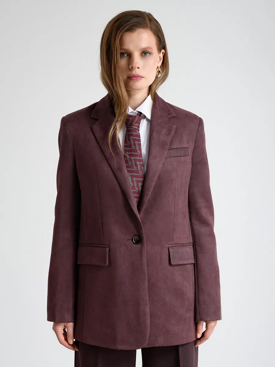 Пиджак жакет прямой замшевый