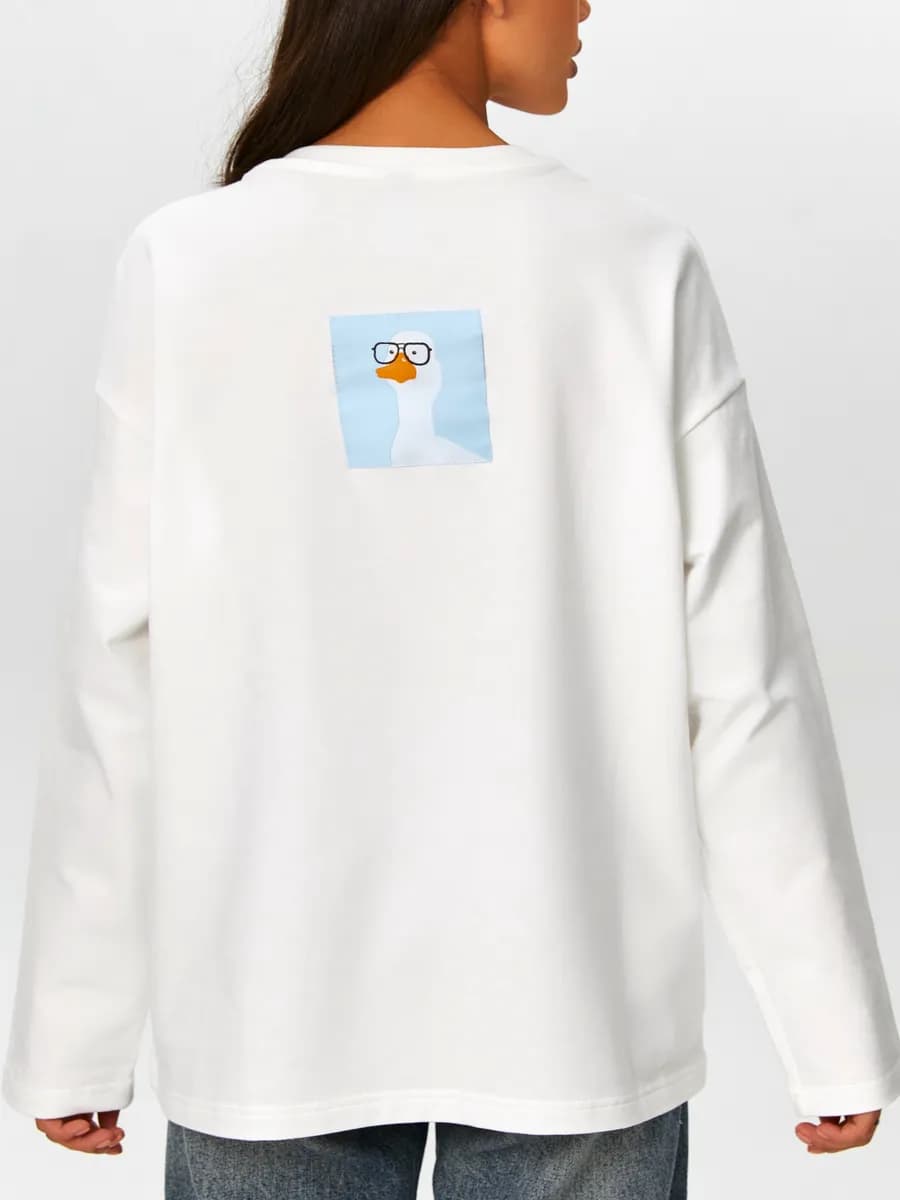 Лонгслив оверсайз белый большие размеры