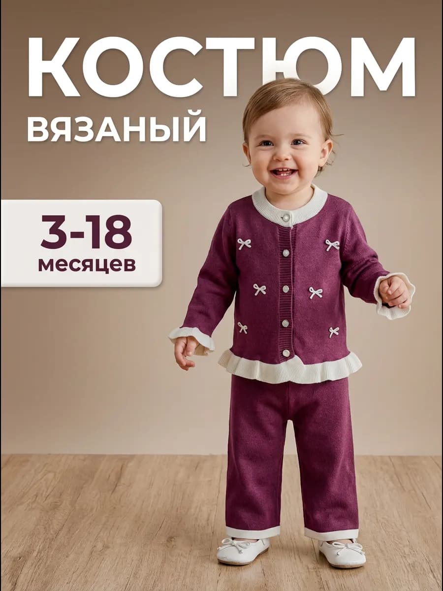 Вязаный костюм для новорожденных малышей