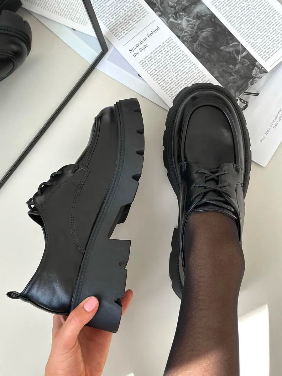 Лоферы на платформе со шнурками - фото 1