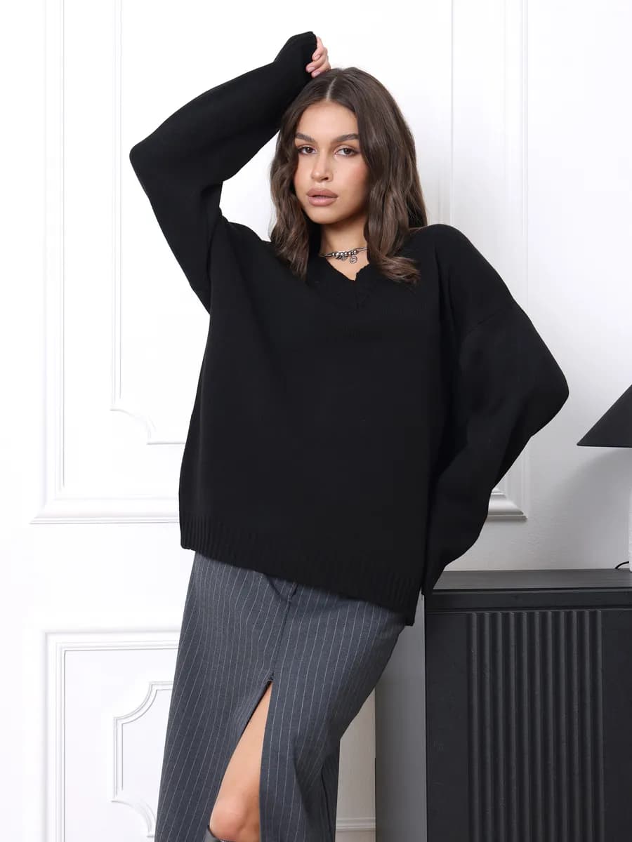 Джемпер свитер вязаный оверсайз теплый