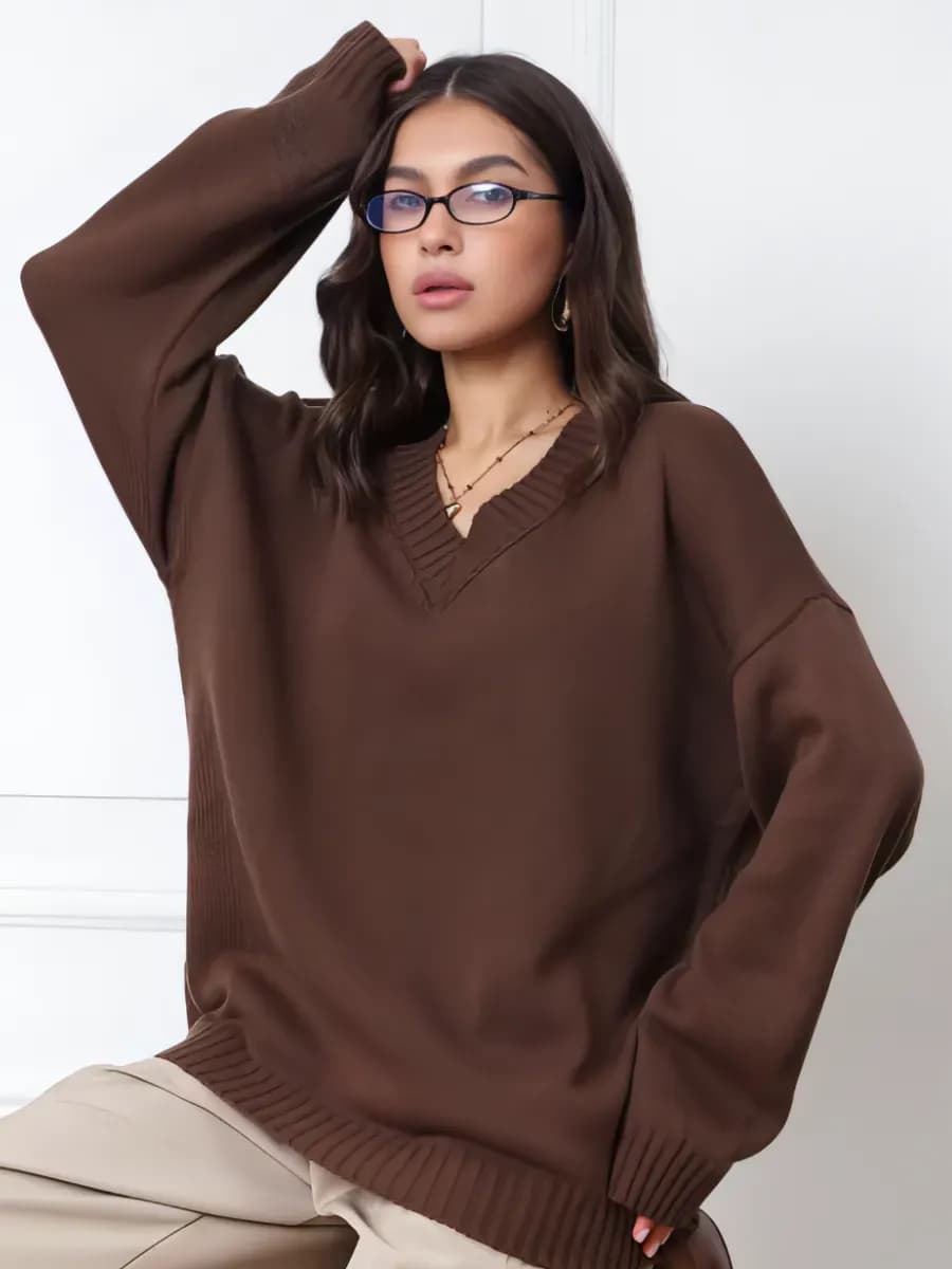 Джемпер свитер вязаный оверсайз теплый