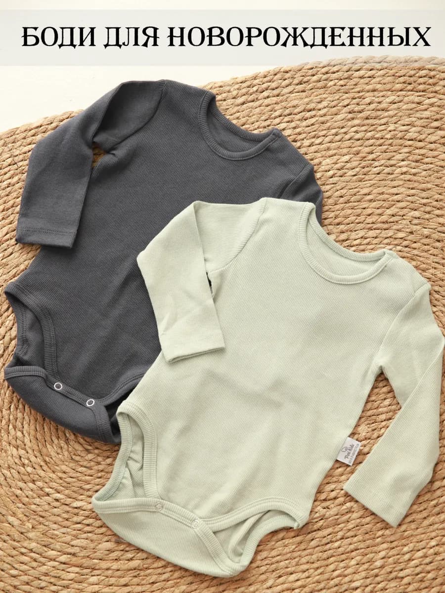 Боди для новорожденных с длинным рукавом 2шт