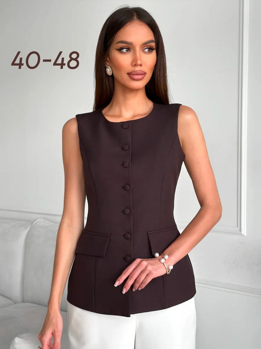 Жилет жакет классический костюмный удлиненный