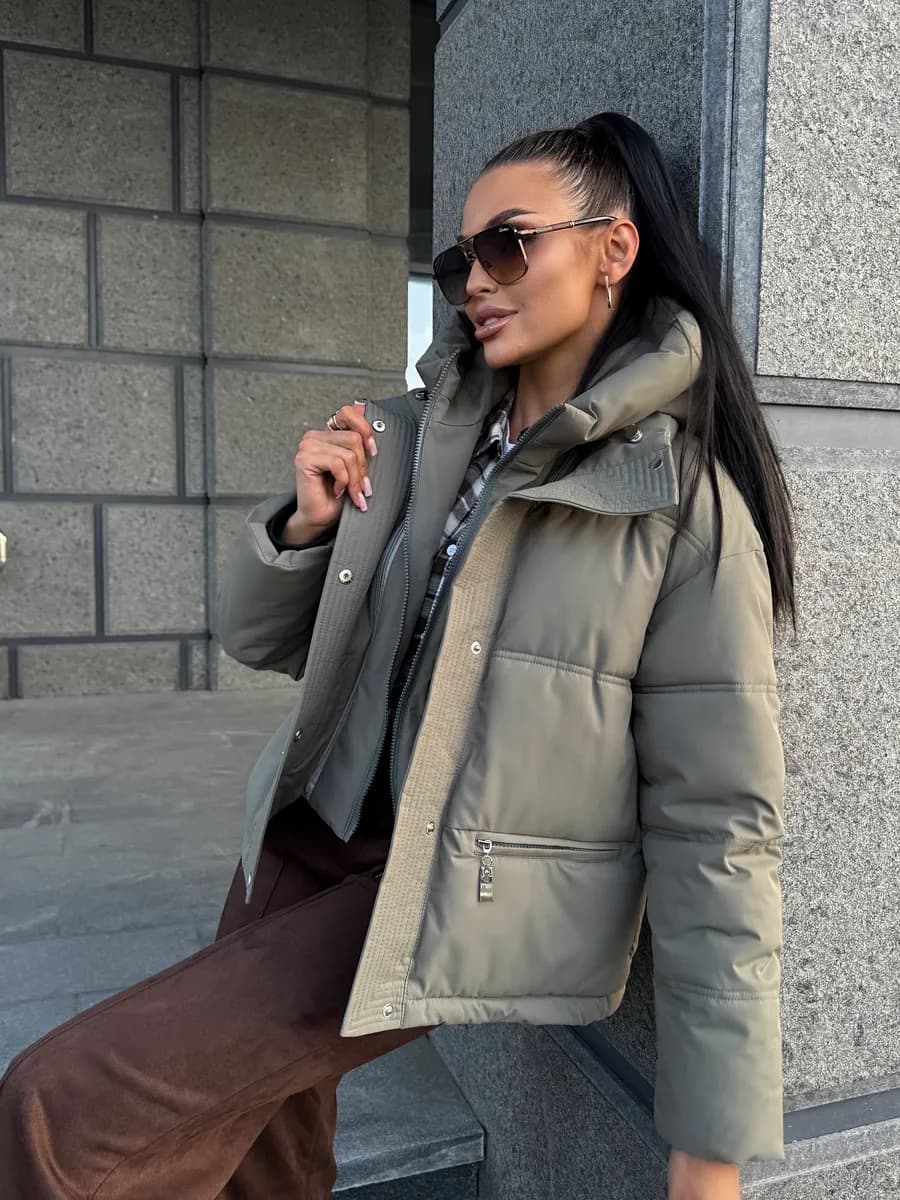 Куртка еврозима короткая с капюшоном