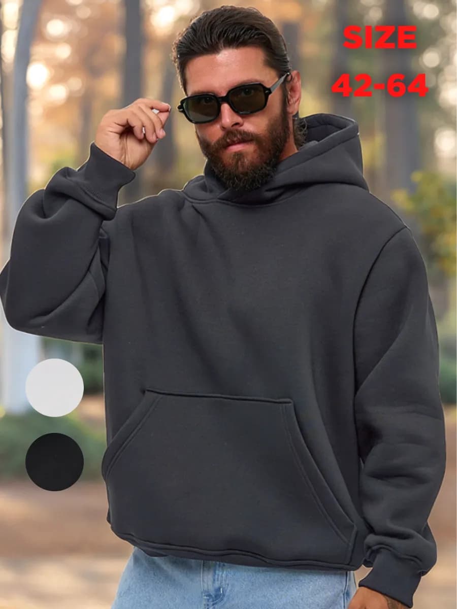 Худи оверсайз зимнее с капюшоном и начесом