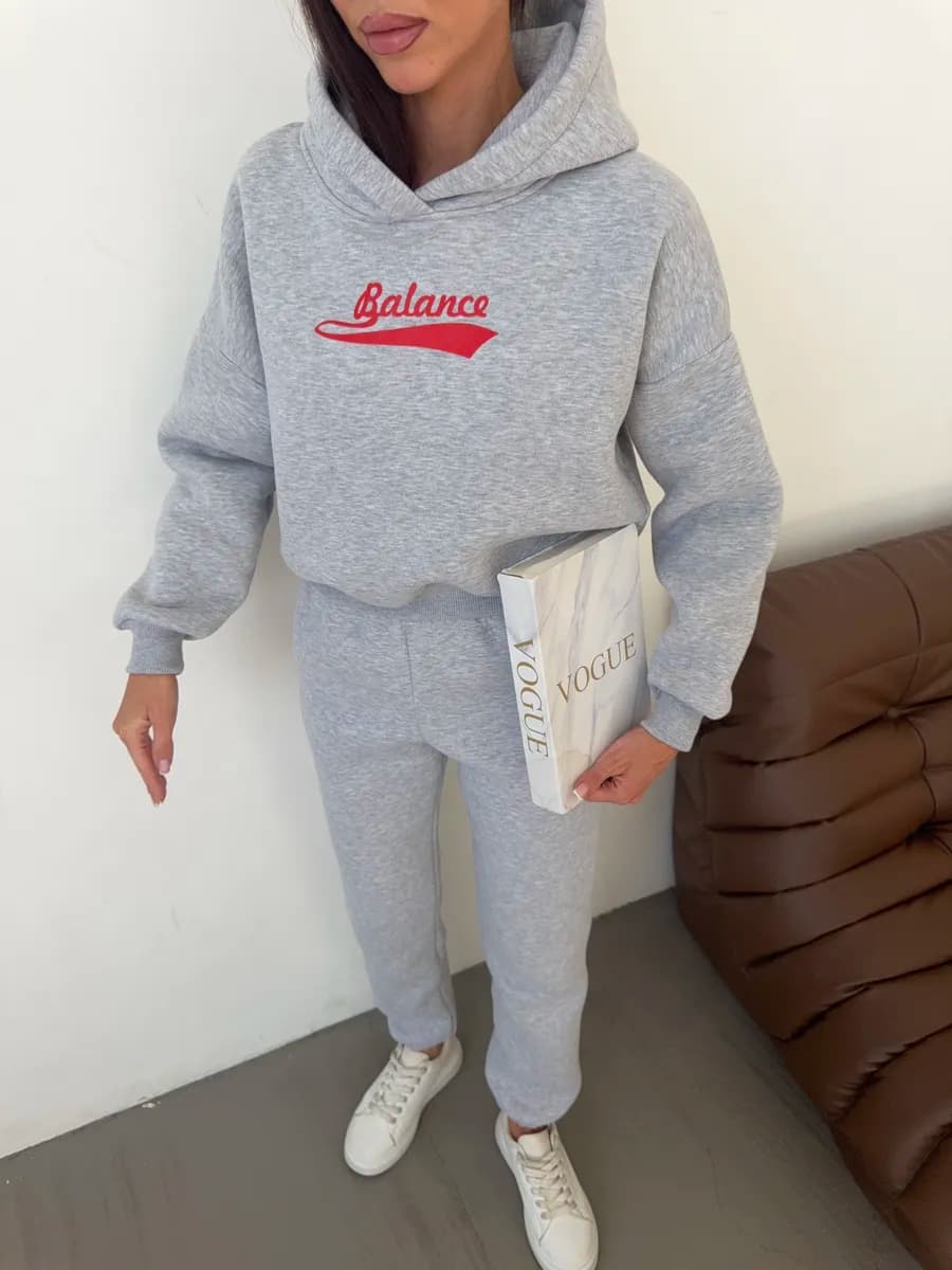 Спортивный костюм теплый с принтом и начесом - фото 1