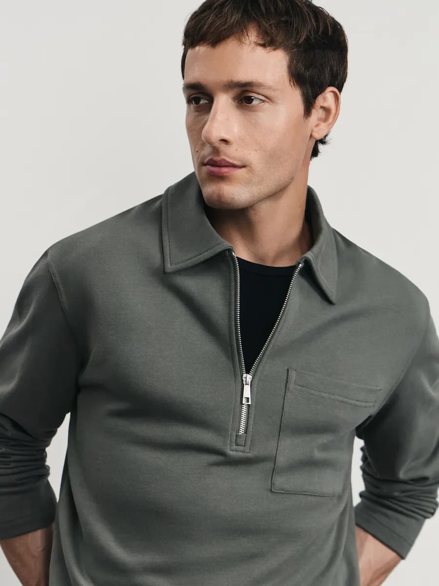 Толстовка на молнии кофта тонкая с отложным воротником