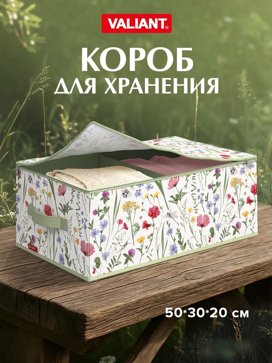 Короб для хранения вещей с крышкой 2-х секционный большой