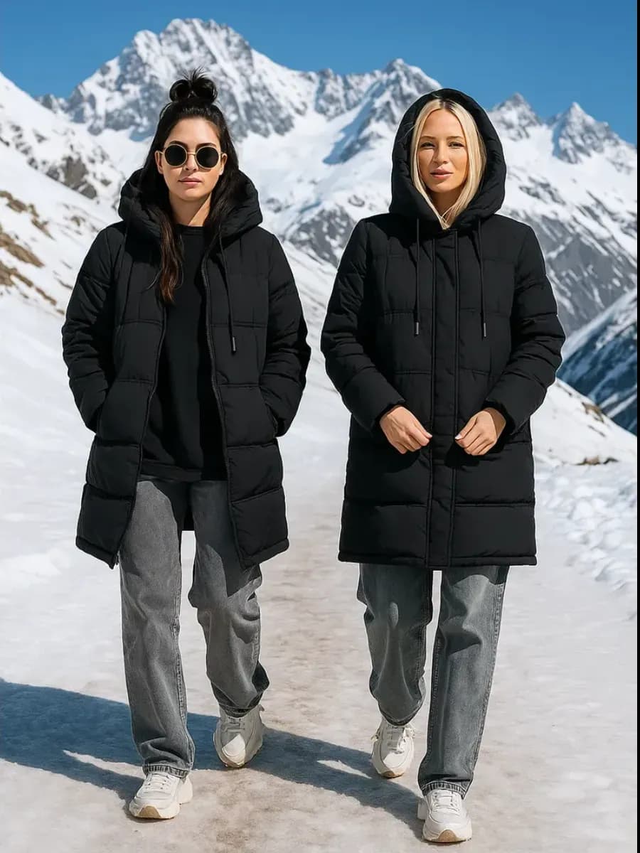 Пуховик зимний короткий с капюшоном