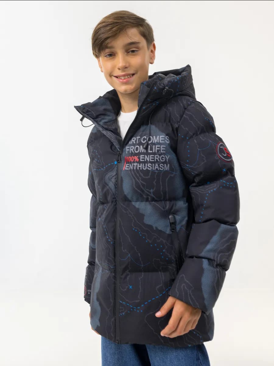 Куртка зимняя для подростка пуховик с капюшоном - фото 1