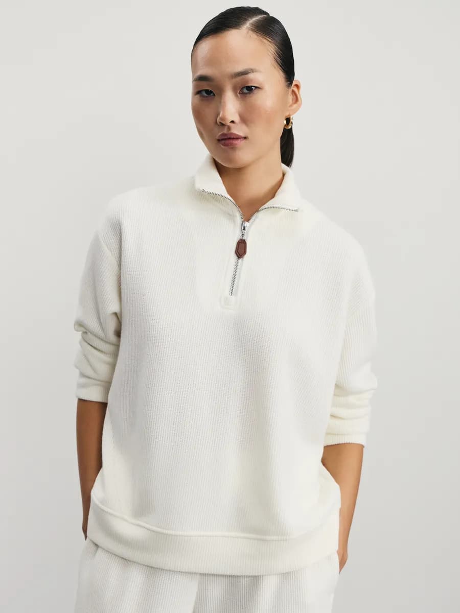 Джемпер вязаный прямого кроя на молнии в офис