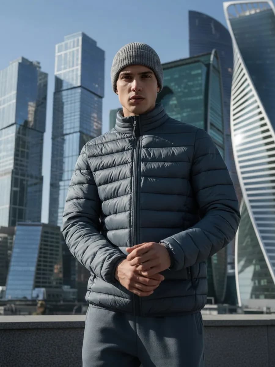 Демисезонная теплая куртка на синтепоне с капюшоном