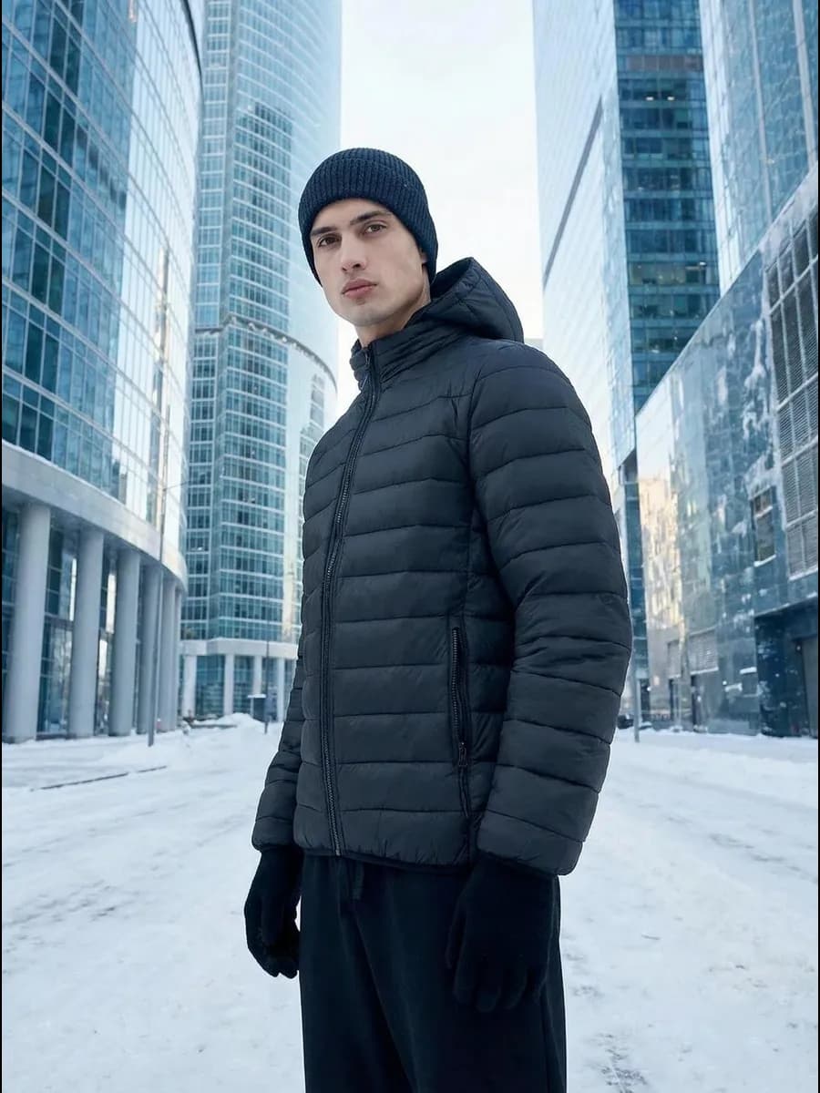 Демисезонная теплая куртка на синтепоне с капюшоном
