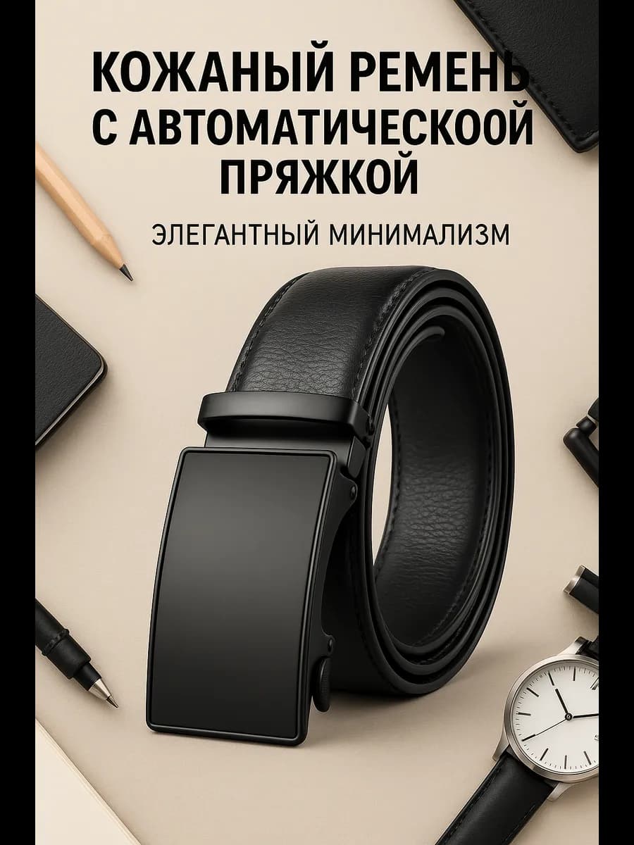 Ремень кожаный с автоматической пряжкой