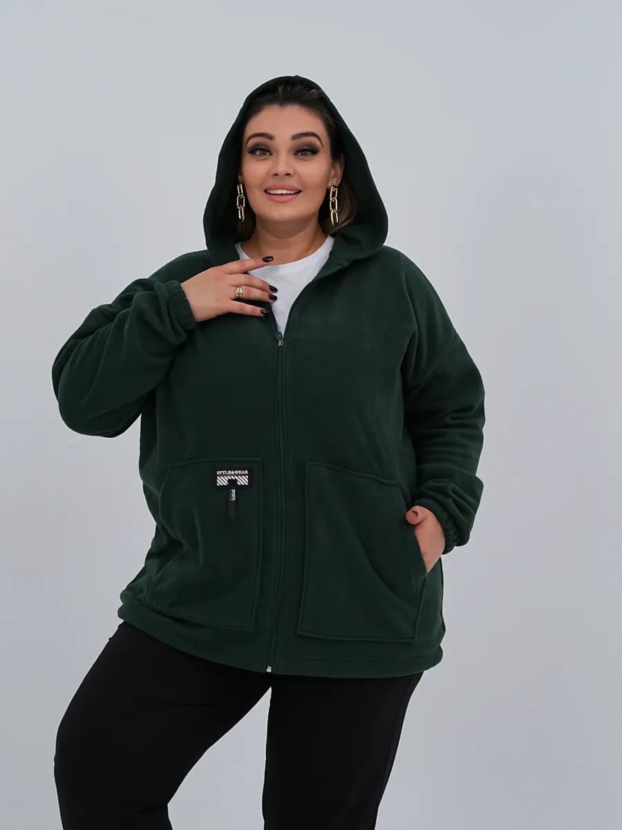 Толстовка большие размеры на молнии с капюшоном